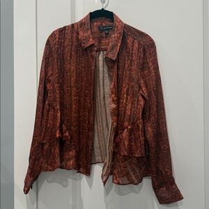 INC International Concepts Orange and Brown Snake Print Top